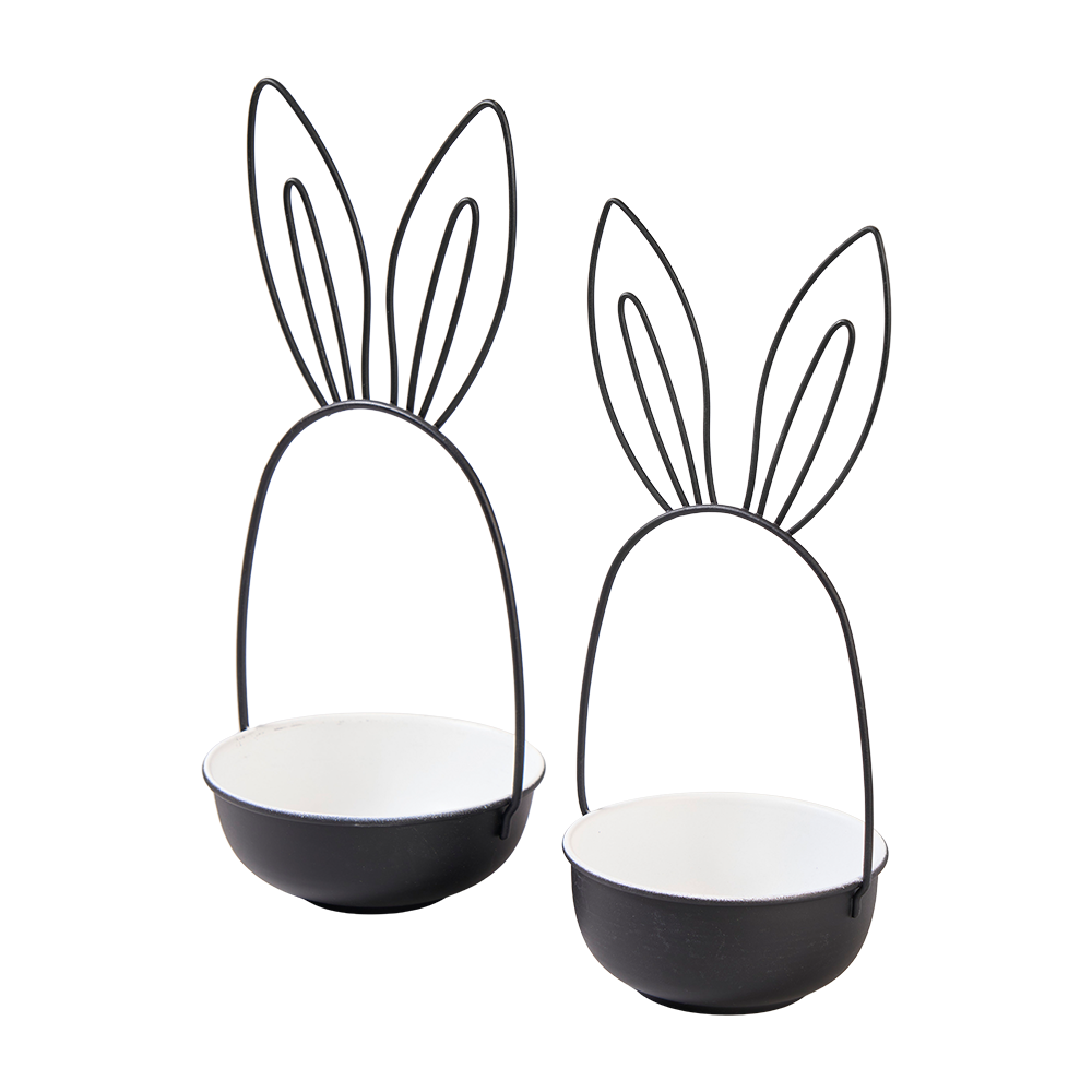 Pflanzschale/ Schale Metall mit Hasenohren, schwarz - 2 Größen