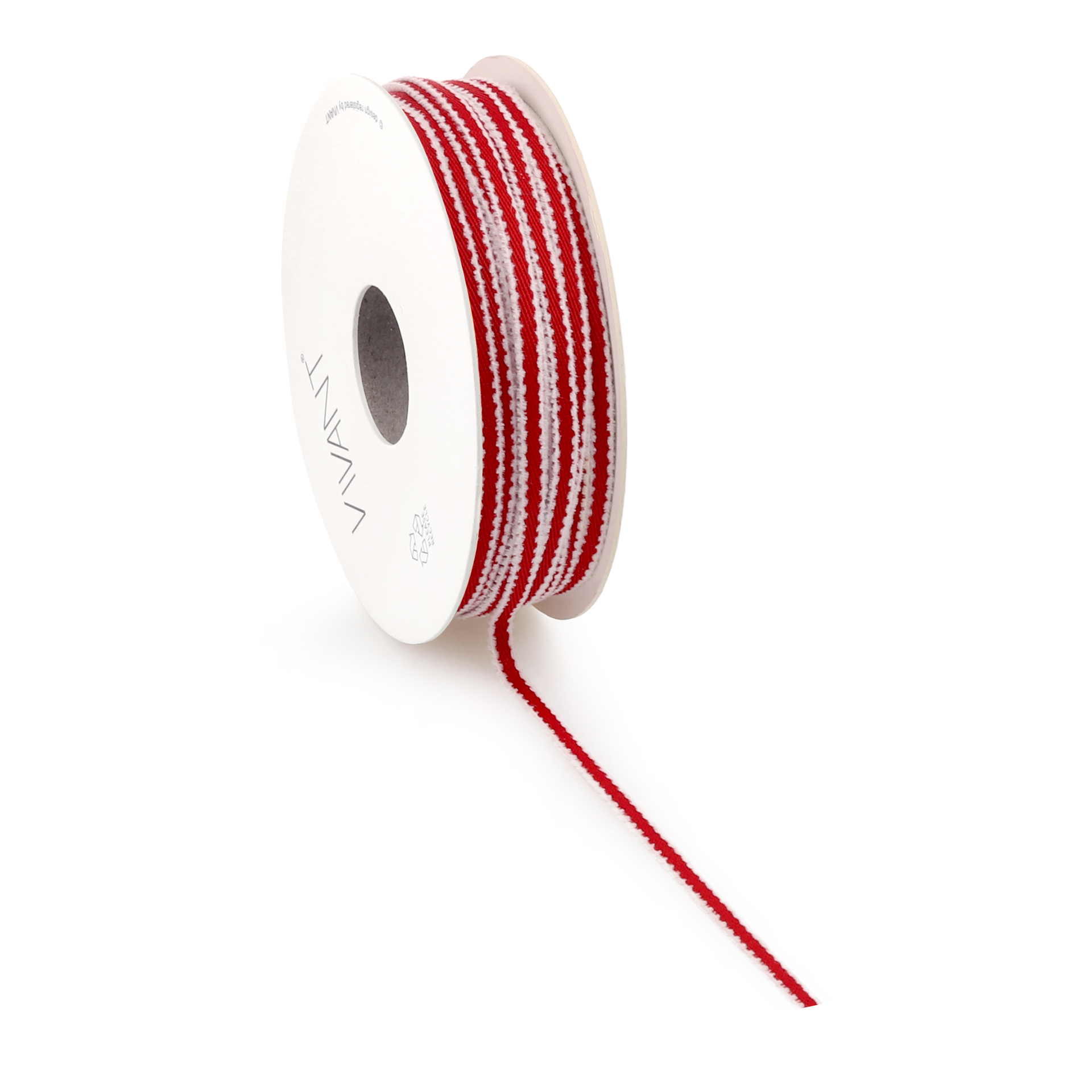 2 Meter Band Baumwolle Bordüre, rot/ weiß - Geschenkband