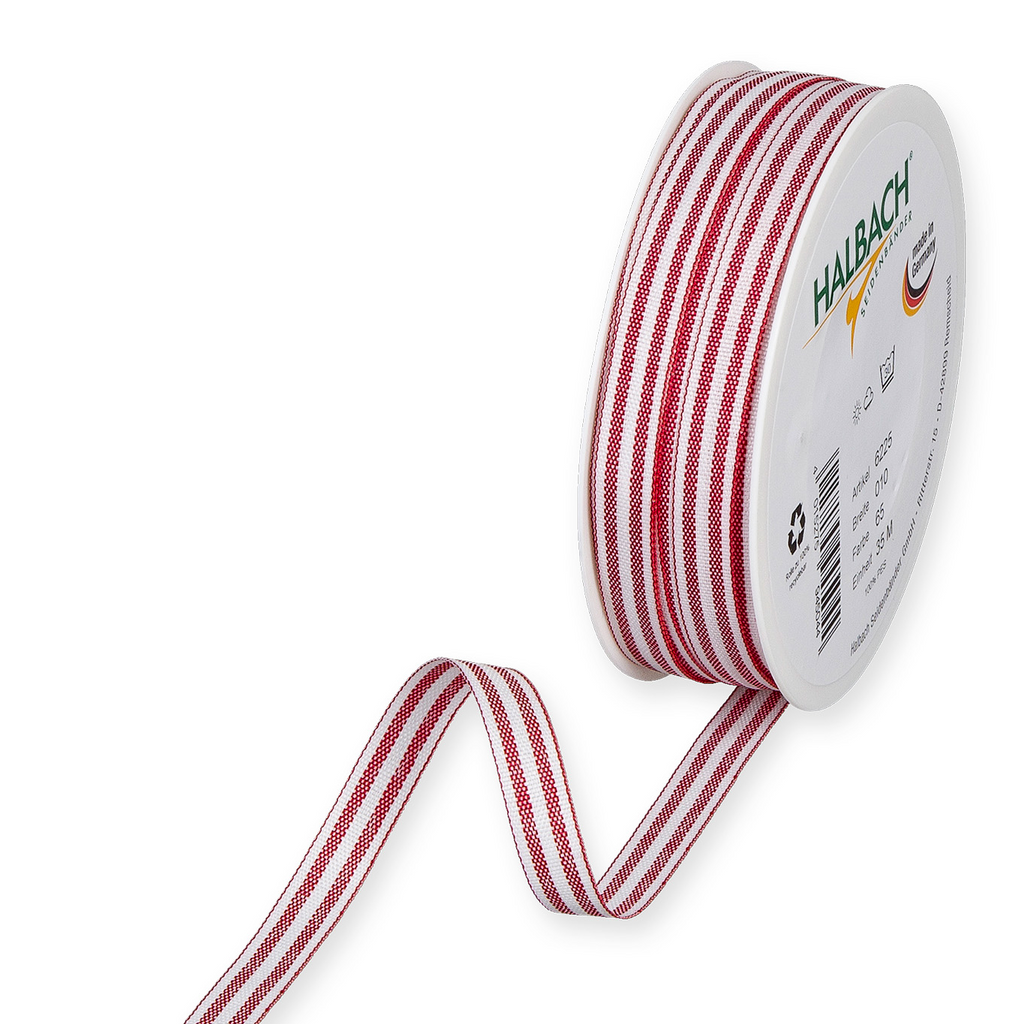 2 Meter Band Streifen, rot/ weiß - Geschenkband