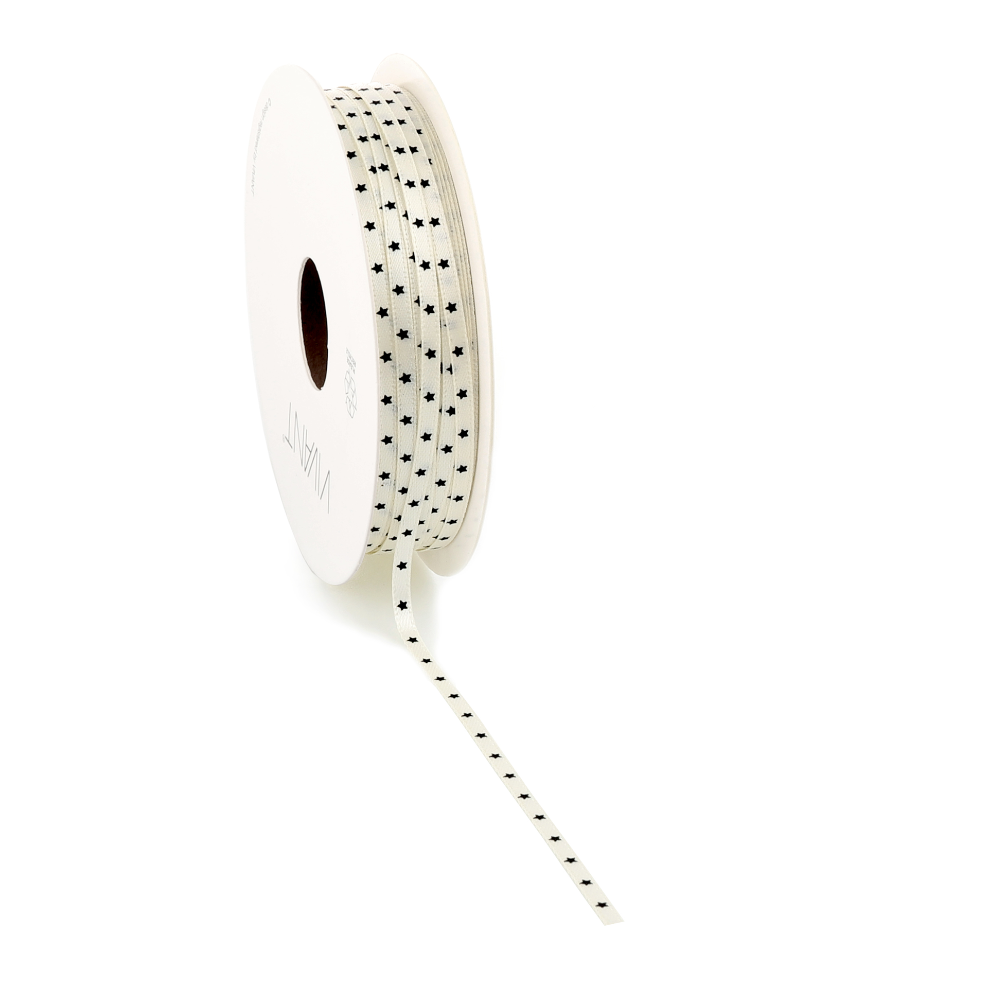 2 Meter Band Sternchen, creme/ schwarz - Geschenkband