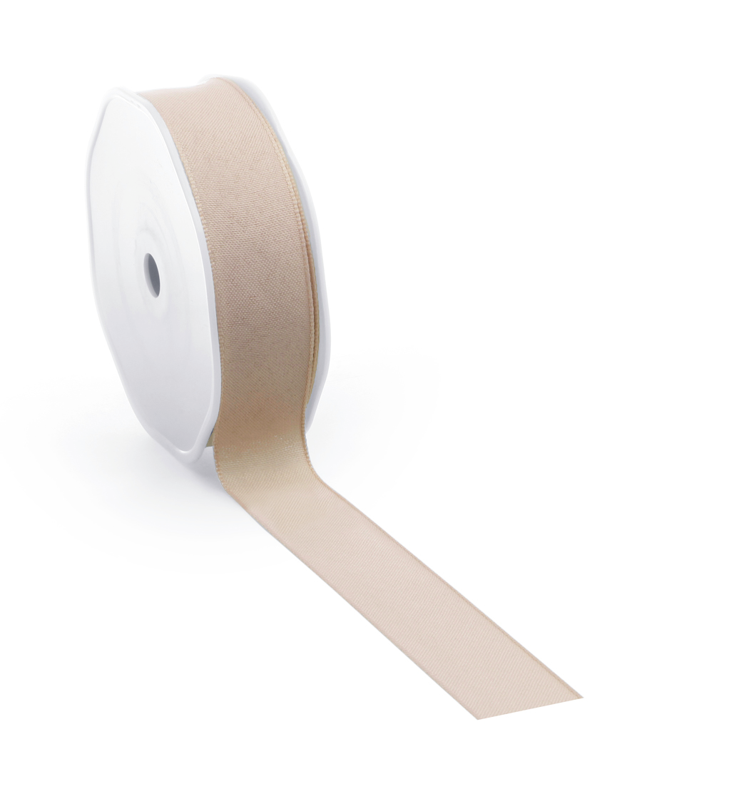 2 Meter Band Schleifenband, 25 mm breit, Natur - Geschenkband
