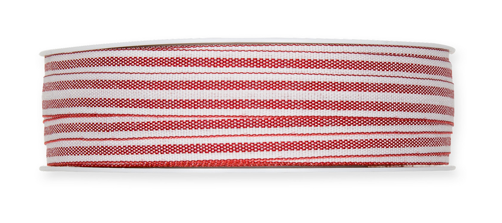 2 Meter Band Streifen, rot/ weiß - Geschenkband