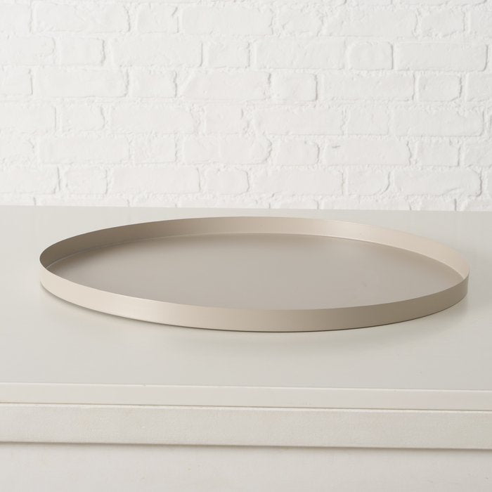 Dekotablett/ Tablett Rondella Metall, matt beige - Ø 40 cm