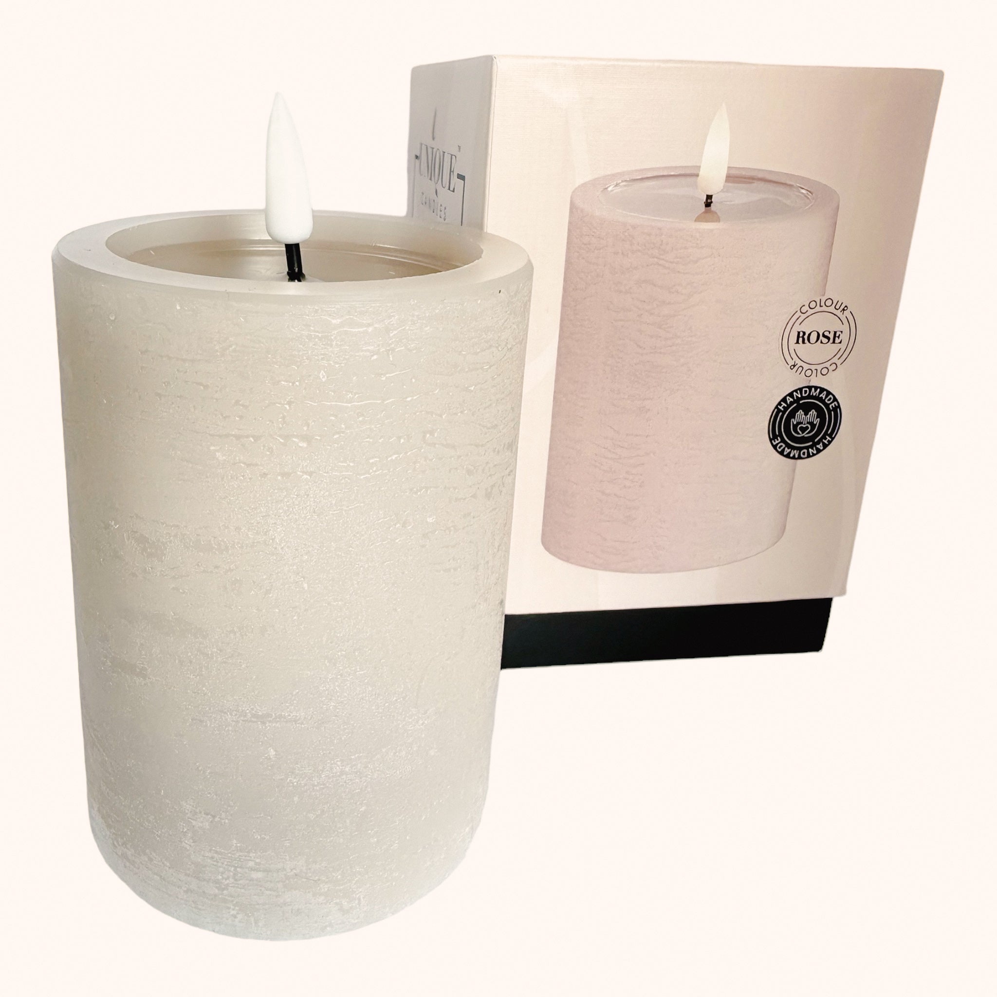 LED UNIQUE Stumpenkerze, rosa Deluxe Homeart - Ø7,5 X H 10 cm