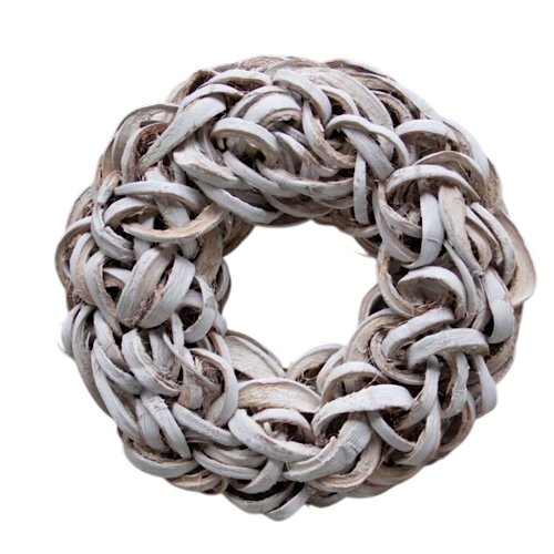 Kranz Kokosnussblätter, Naturkranz Coco Slice Wreath, white - 40 cm