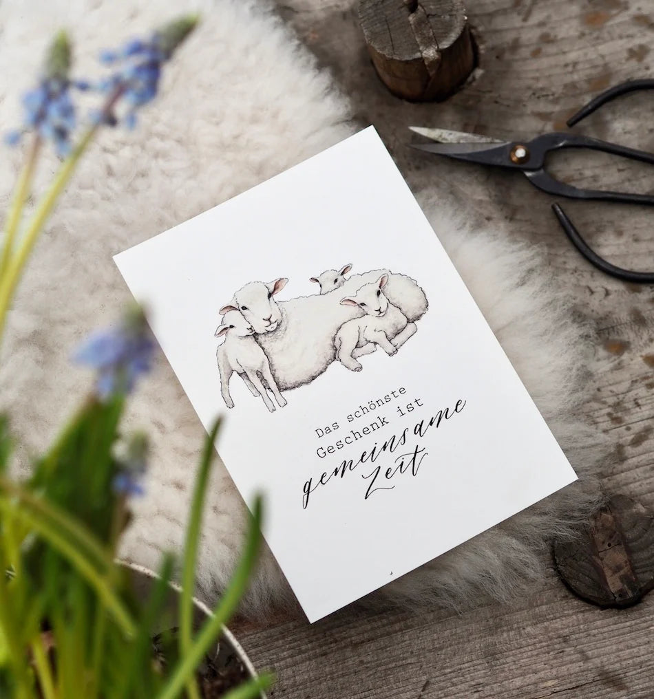 Postkarte "Gemeinsame Zeit - Schafe" A6