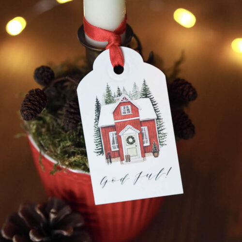 Geschenkanhänger Schwedenhaus - GOD JUL