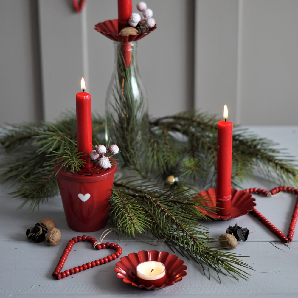 HOLZ PERLEN HERZ/ HOLZHERZ - EXTRA SMALL ROT