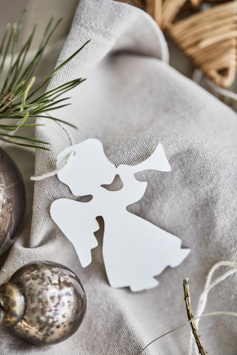 Scherenschnitt Engel, 4er Set - weiß