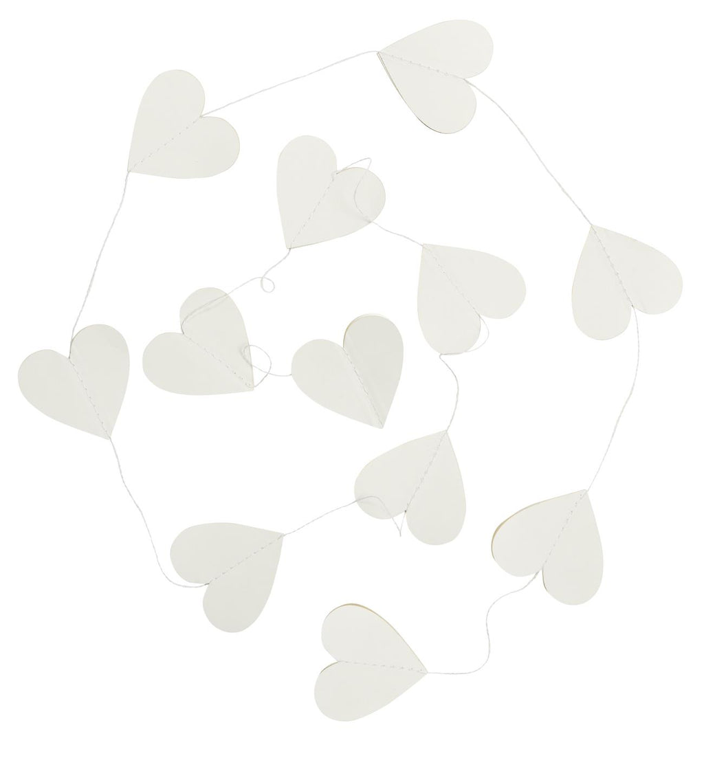 Girlande/ Band mit weißen Herzen, Papier - 1,53 m