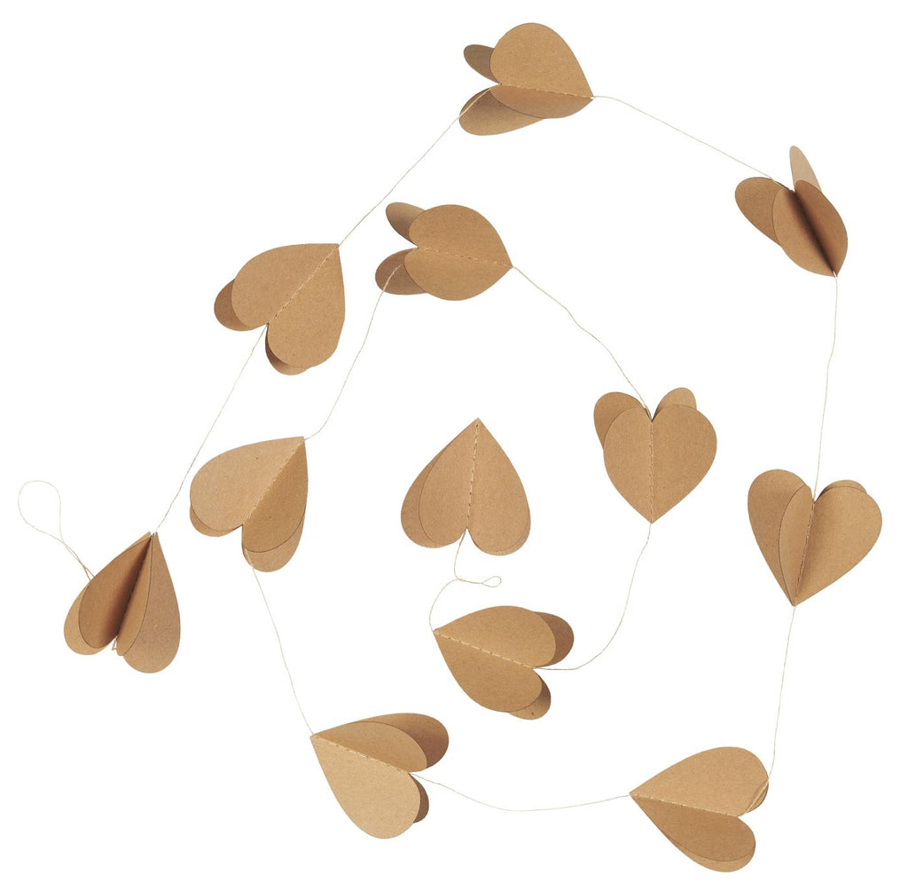 Girlande/ Band mit naturfarbenen Herzen, Papier - 1,53 m