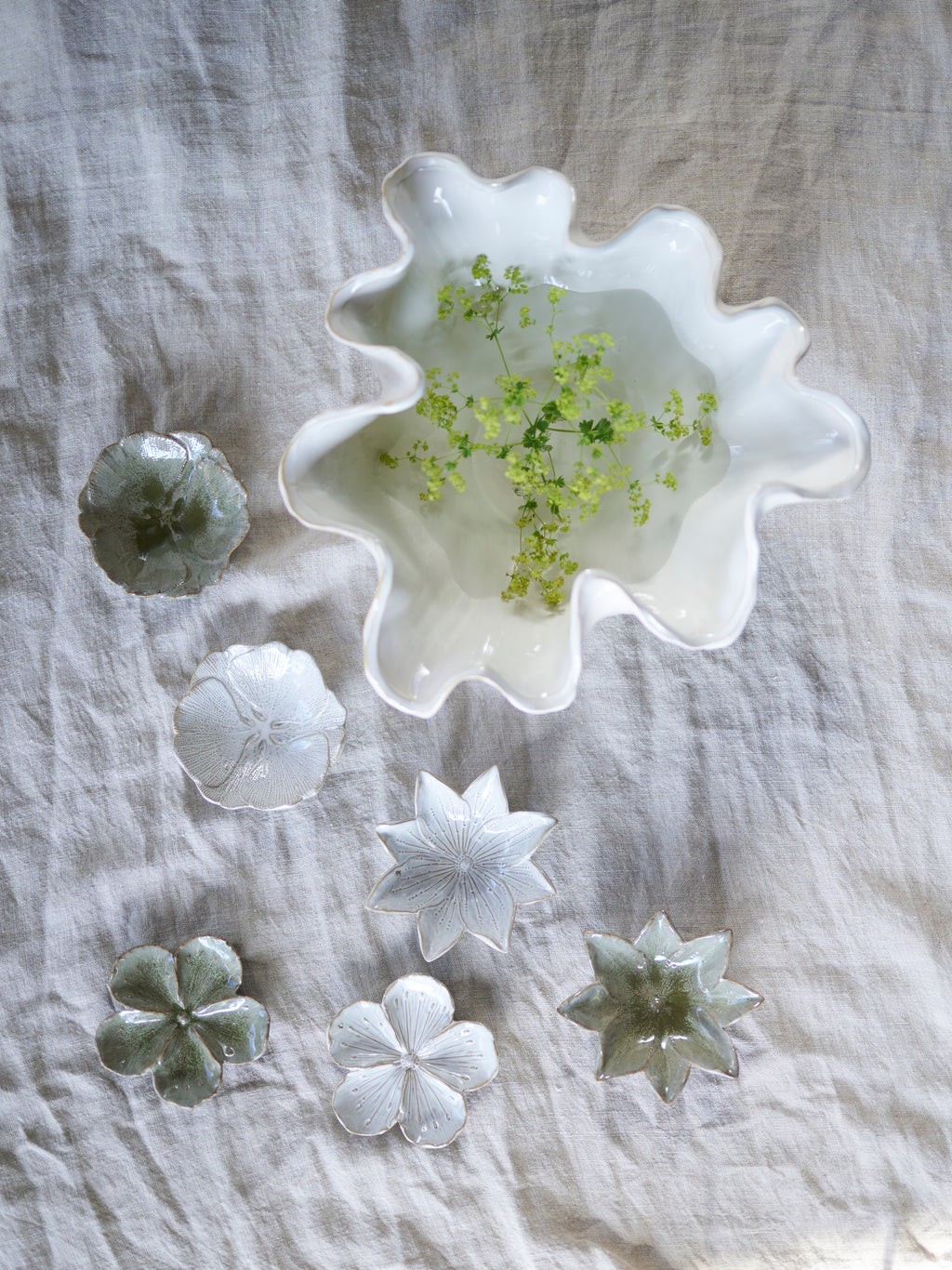 Keramikschale/ Blütenteller/ Tablett LIYA, offwhite - 3 Designs