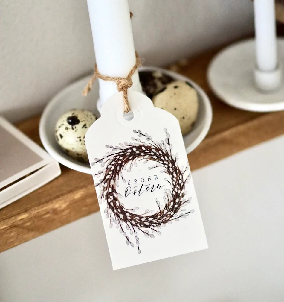 Geschenkanhänger "Weidenkätzchenkranz" - Frohe Ostern