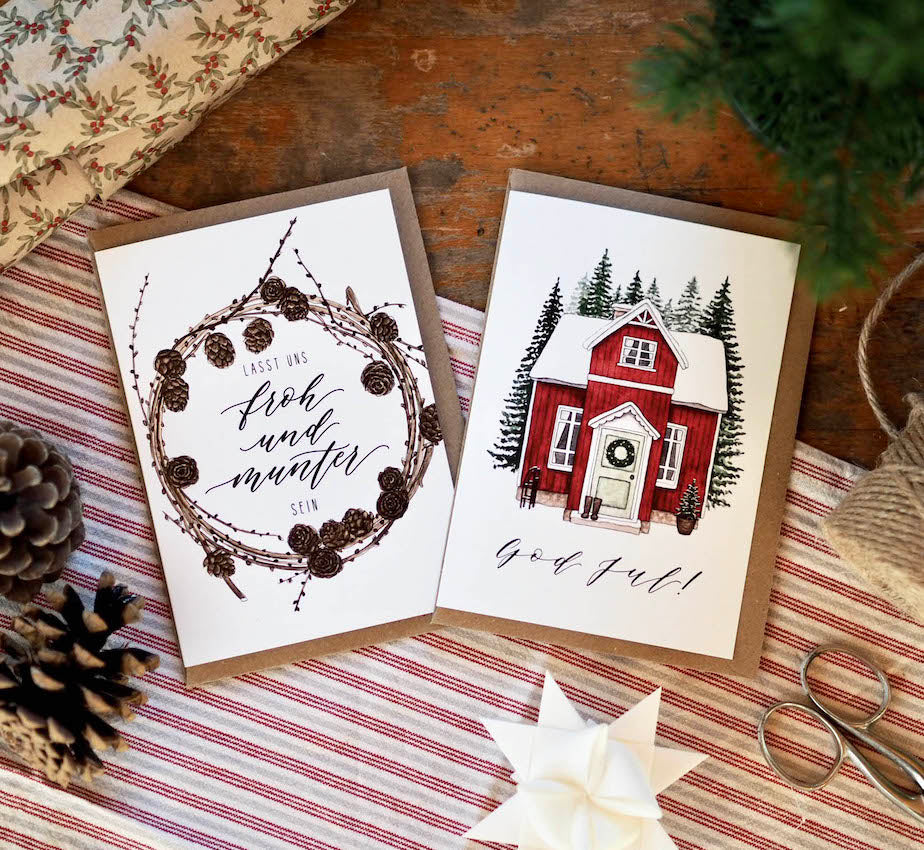 Klappkarte "Schwedenhaus" mit Umschlag - A6