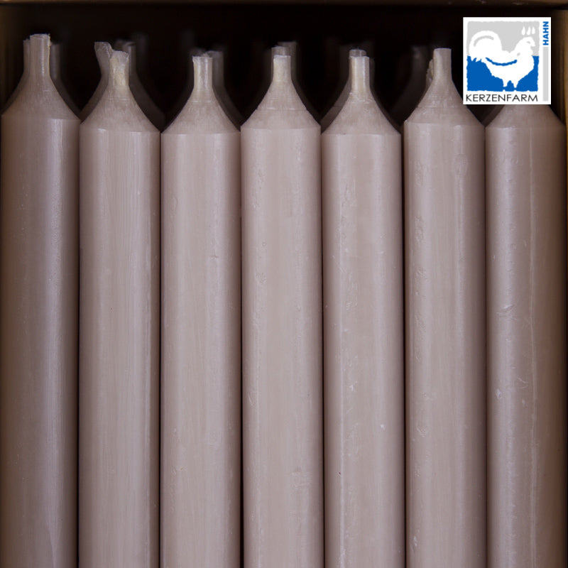 5 x Dünne Stabkerze/ Tischkerze H: 11 cm x 1,3 cm, taupe - NEU im 5er Pack