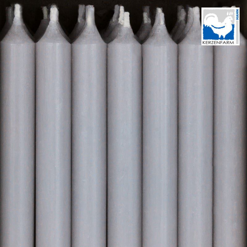 5 x Dünne Stabkerze/ Tischkerze H: 11 cm x 1,3 cm, grau - NEU im 5er Pack