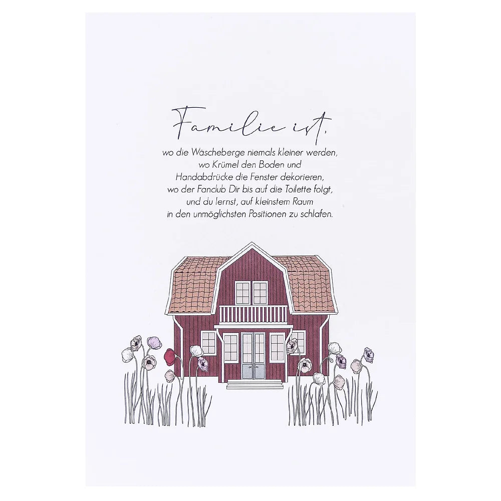 Postkarte - Familie ist, wo die Wäscheberge niemals kleiner werden