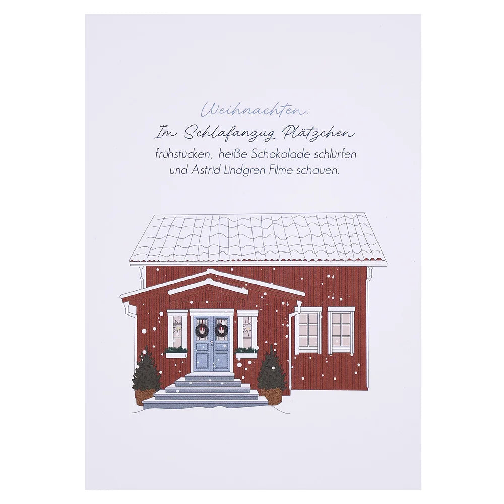 Postkarte - Im Schlafanzug Plätzchen frühstücken