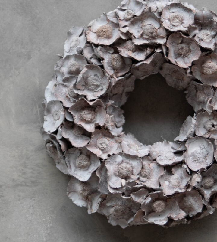 Kranz Kokosnussblüten, Naturkranz Coco Flower, grey mist - 40 cm