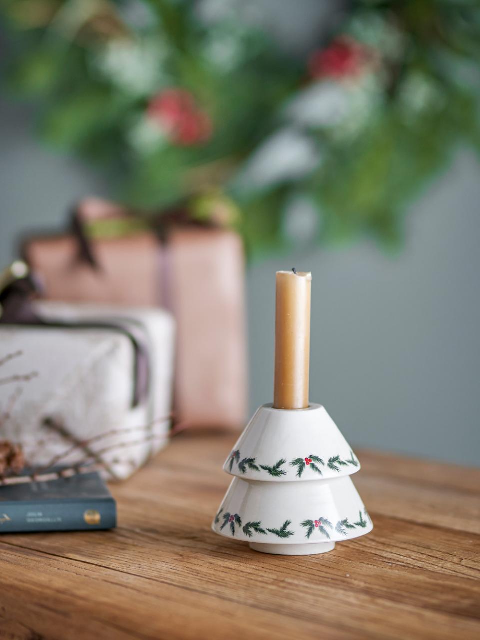 Kerzenhalter Berry, weiß, Steingut