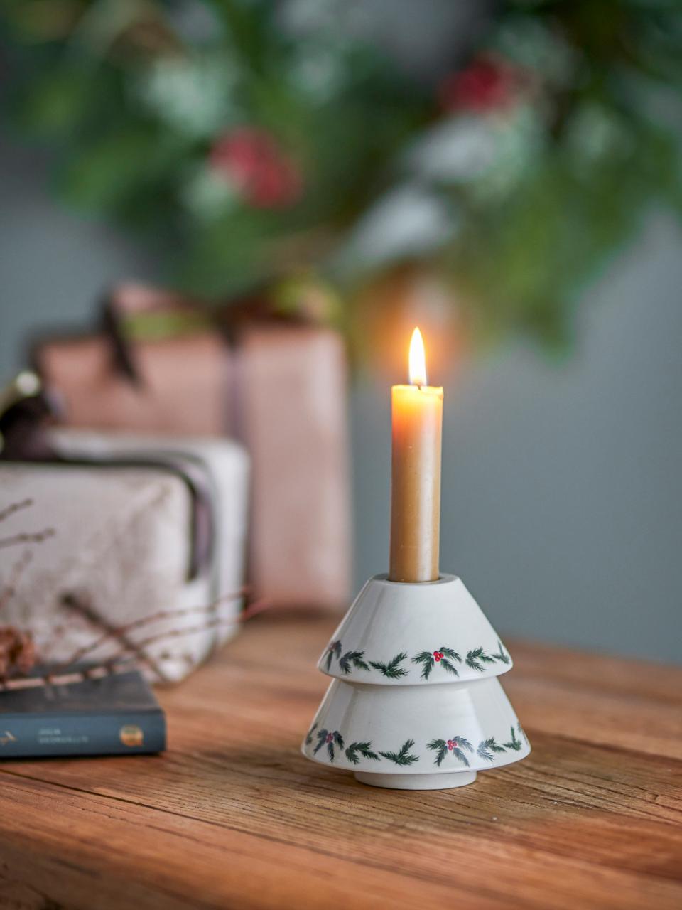 Kerzenhalter Berry, weiß, Steingut