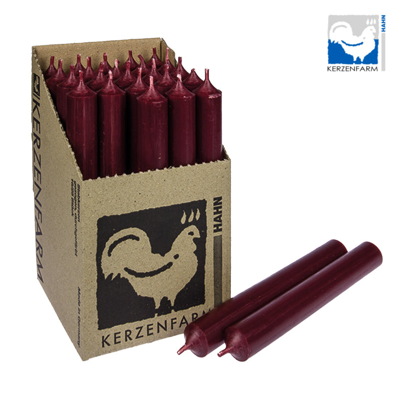 Stabkerze/ Tischkerze H: 18 cm x 2,2 cm - dunkelrot