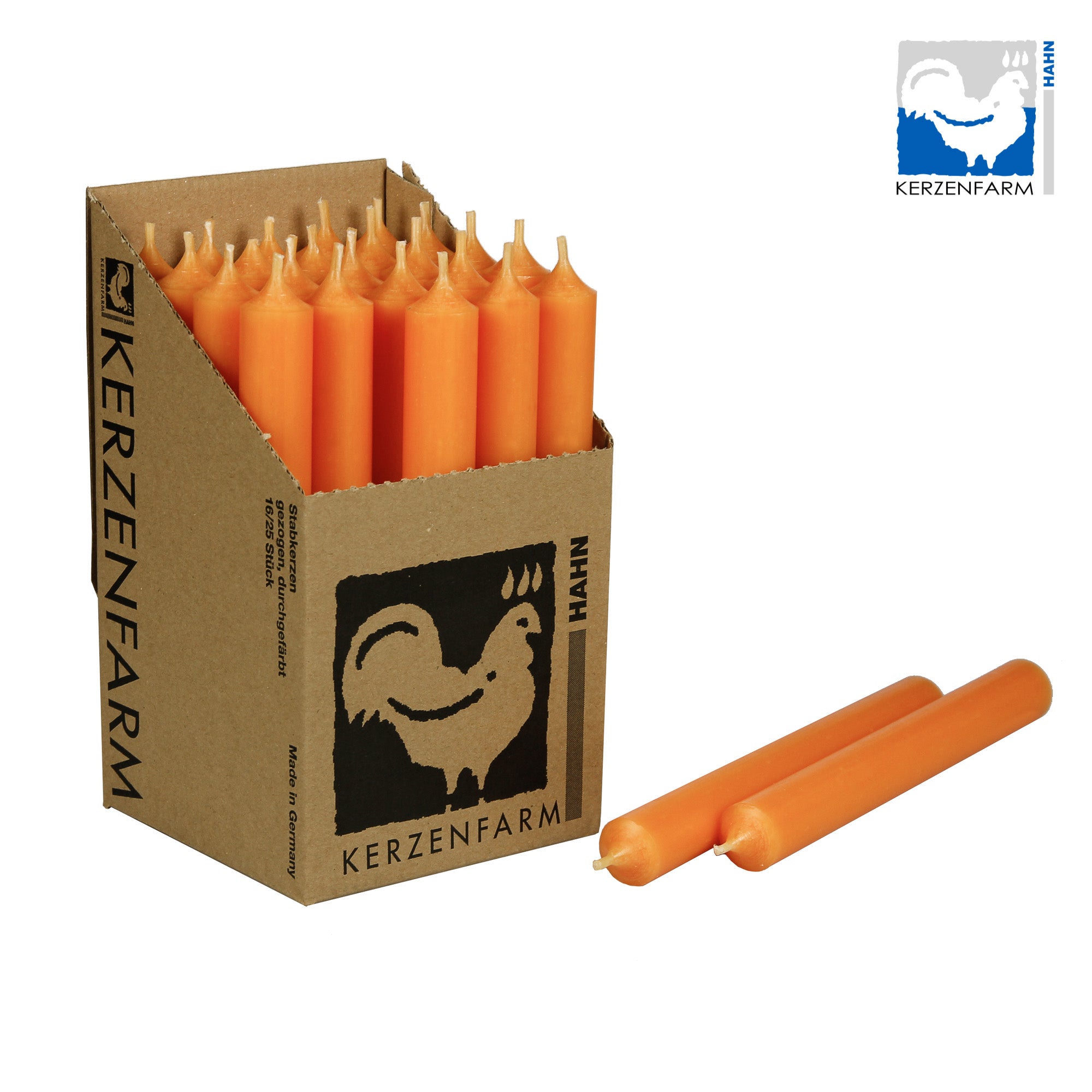 Stabkerze/ Tischkerze H: 18 cm x 2,2 cm - mandarine