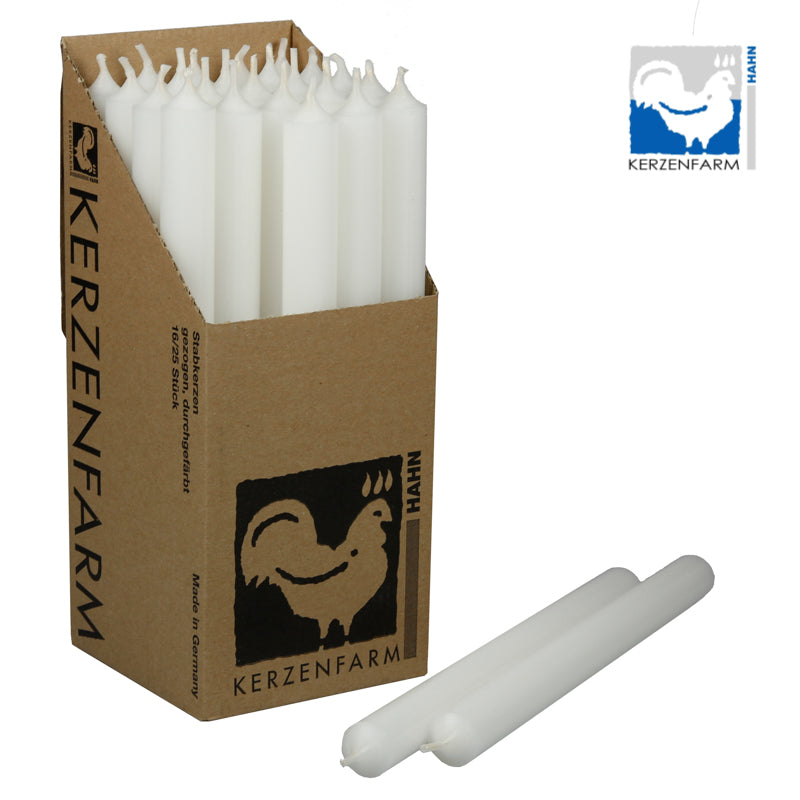 Stabkerze/ Tischkerze H: 25 cm x 2,2 cm - weiß