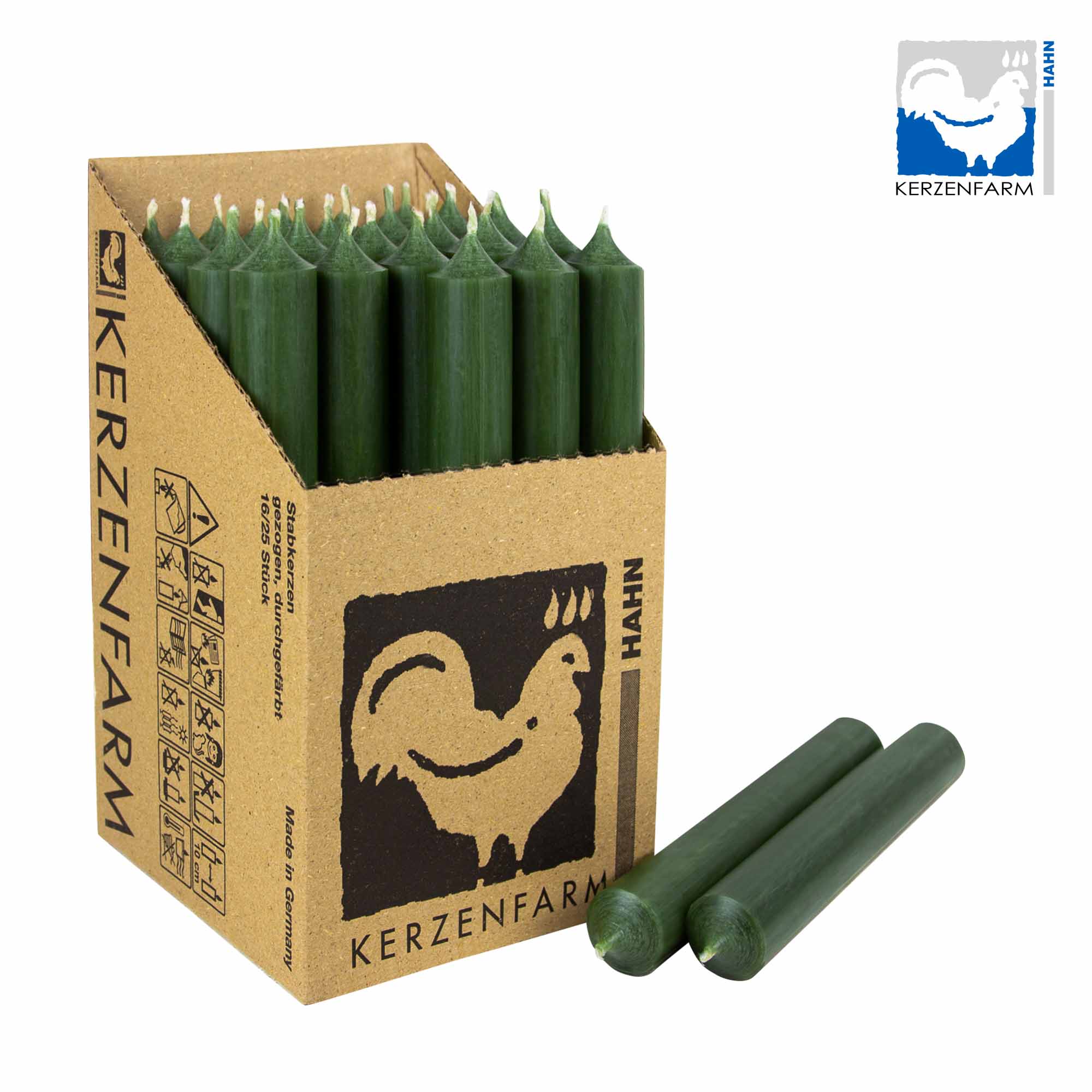 Stabkerze/ Tischkerze H: 18 cm x 2,2 cm - kieferngrün