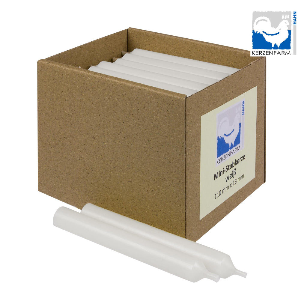 5 x Dünne Stabkerze/ Tischkerze H: 11 cm x 1,3 cm, weiß - NEU im 5er Pack