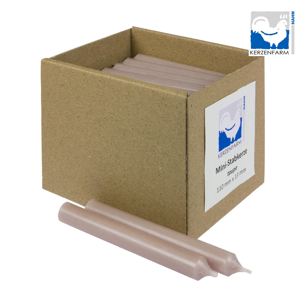 5 x Dünne Stabkerze/ Tischkerze H: 11 cm x 1,3 cm, taupe - NEU im 5er Pack