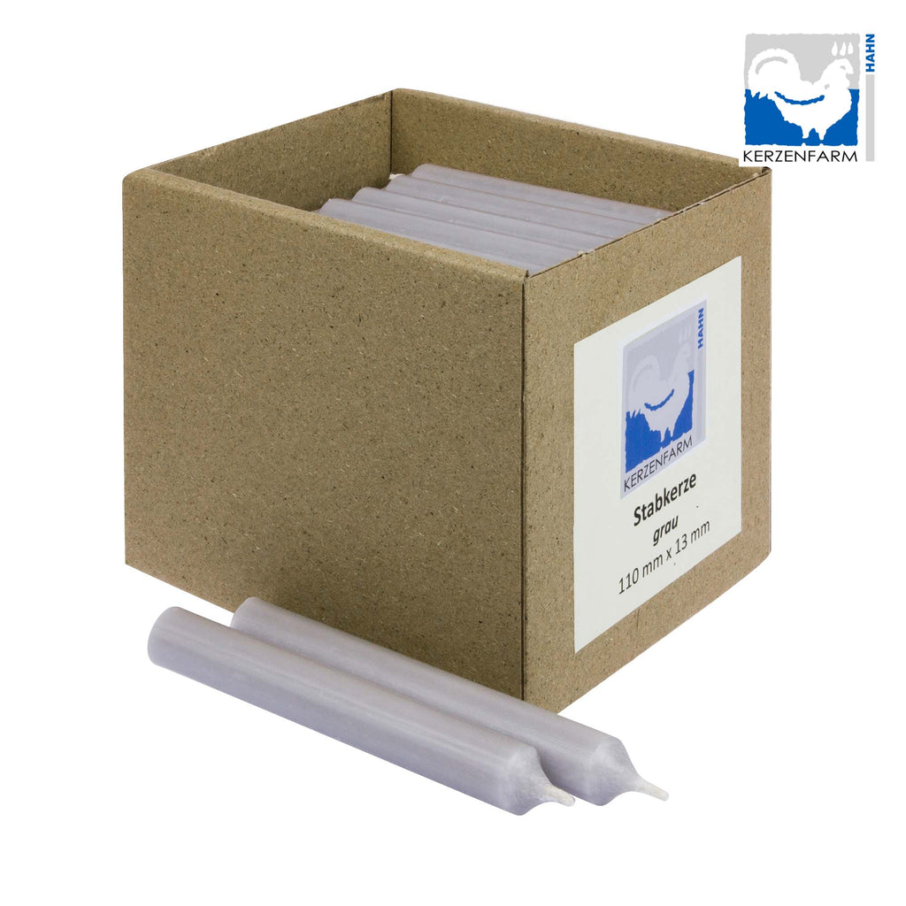 5 x Dünne Stabkerze/ Tischkerze H: 11 cm x 1,3 cm, grau - NEU im 5er Pack