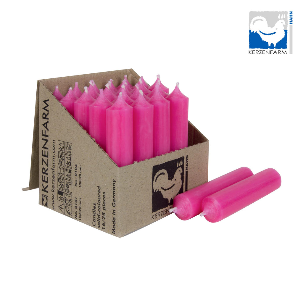 25er Box/ Set Stabkerzen kurze Stabkerzen pink - 10 x 2,2 cm
