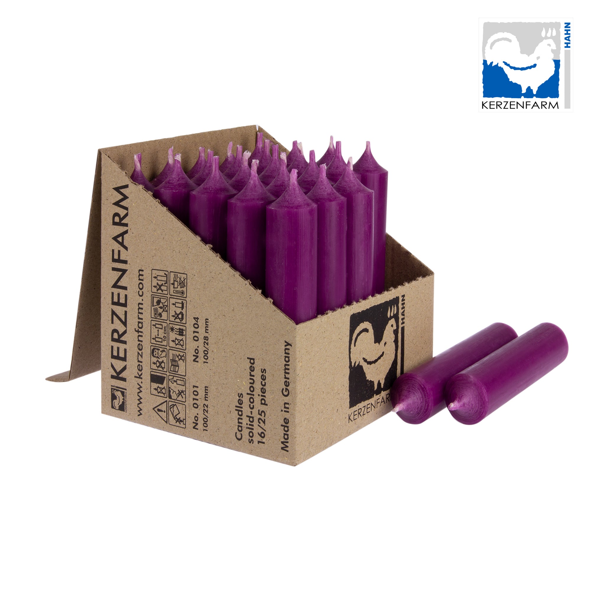 Stabkerze/ kurze Stabkerze aubergine - H: 10 cm x 2,2 cm