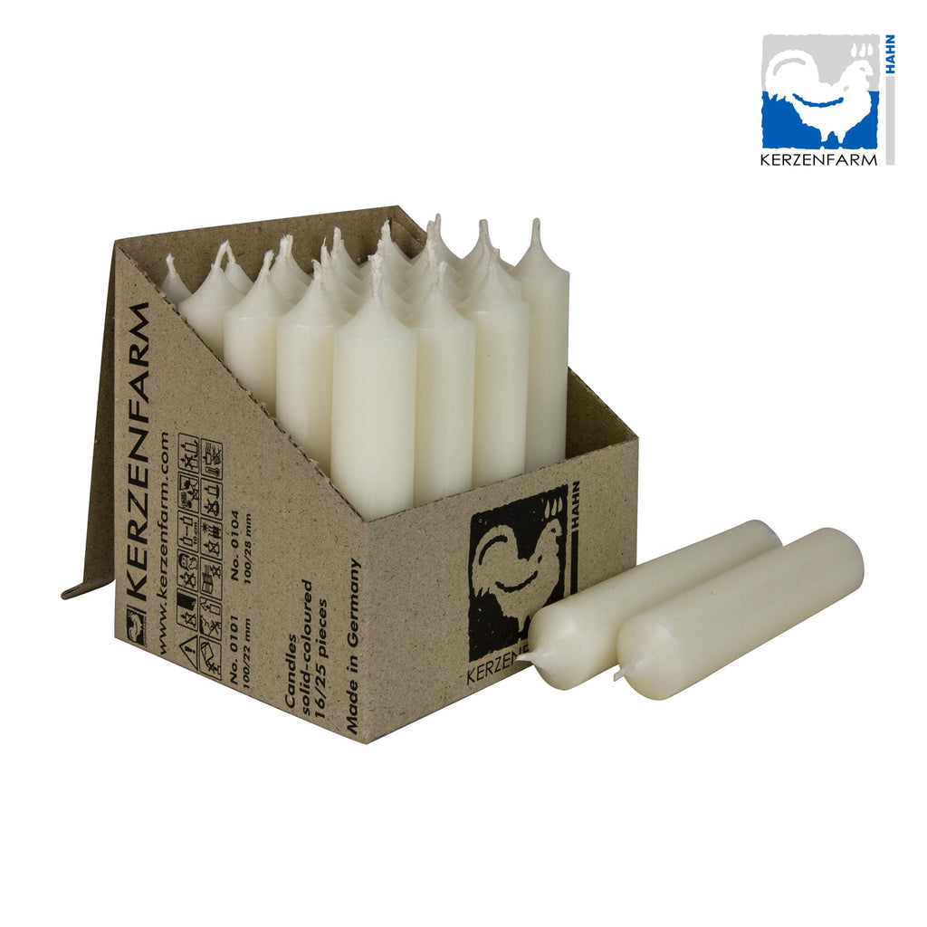 25er Box/ Set Stabkerzen kurze Stabkerzen elfenbein - 10 x 2,2 cm