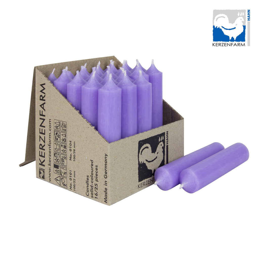 25er Box/ Set Stabkerzen kurze Stabkerzen lavendel -  10 x 2,2 cm