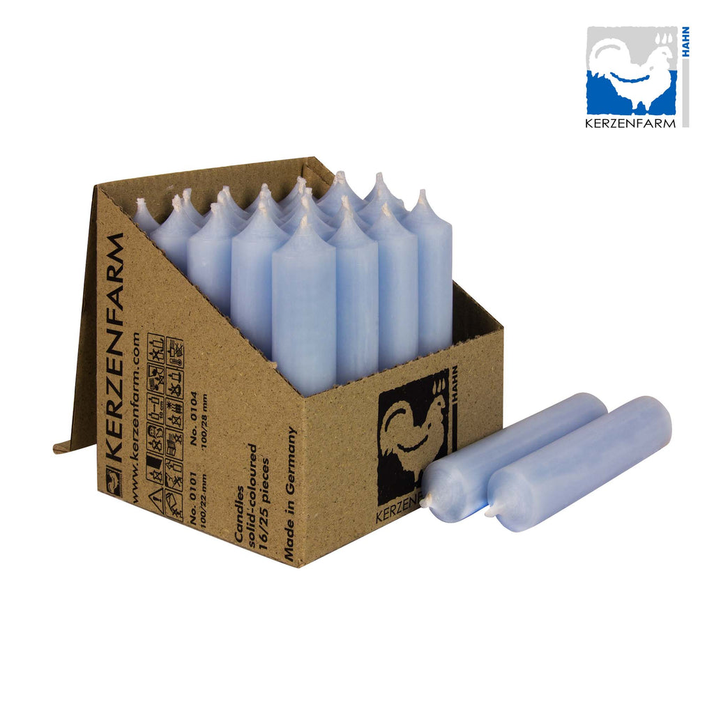 Stabkerze/ kurze Stabkerze pastellblau - H: 10 x 2,2 cm