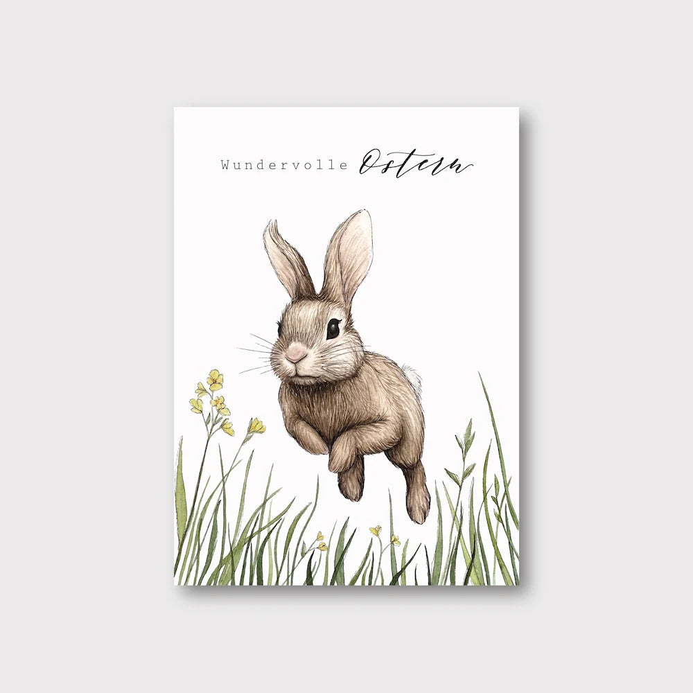 Postkarte "HOPPELHASE" Wundervolle Ostern A6