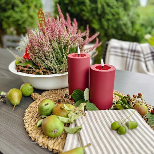 Bordeaux LED Outdoorkerze/ Stumpenkerze Deluxe Homeart - Ø7,5 X H 15 cm