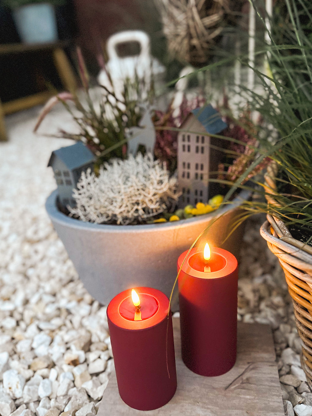 Bordeaux LED Outdoorkerze/  Stumpenkerze Deluxe Homeart - Ø7,5 X H 10 cm