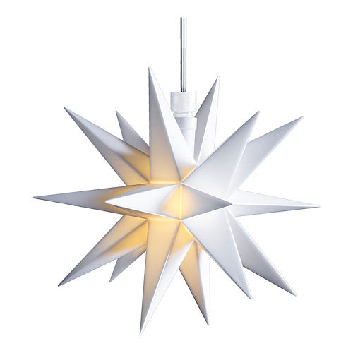 LED Leuchtstern/ Baby-Stern 18 Zacken, weiß  Ø 8cm mit Batteriefach und Timer