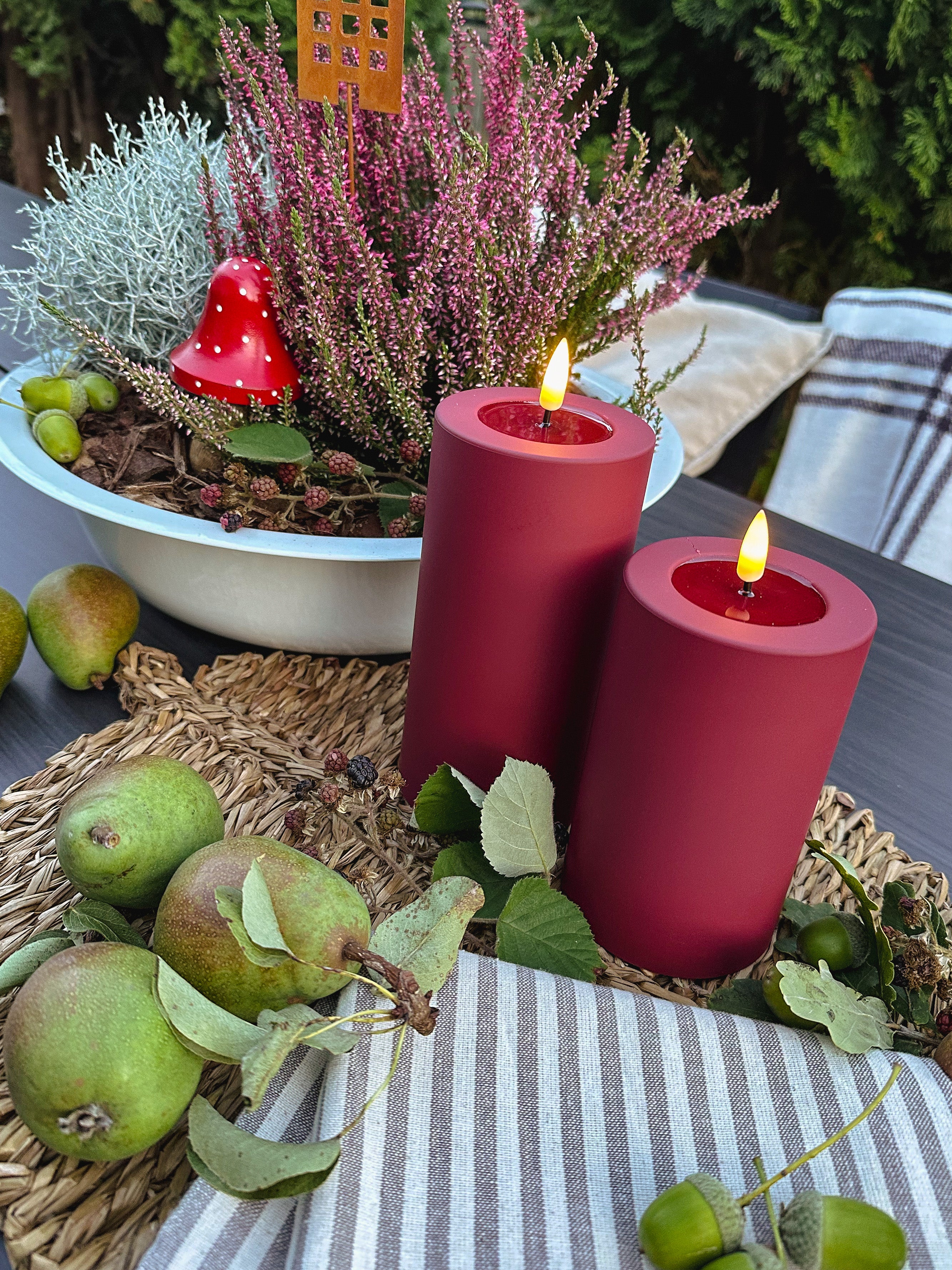 Bordeaux LED Outdoorkerze/  Stumpenkerze Deluxe Homeart - Ø7,5 X H 10 cm