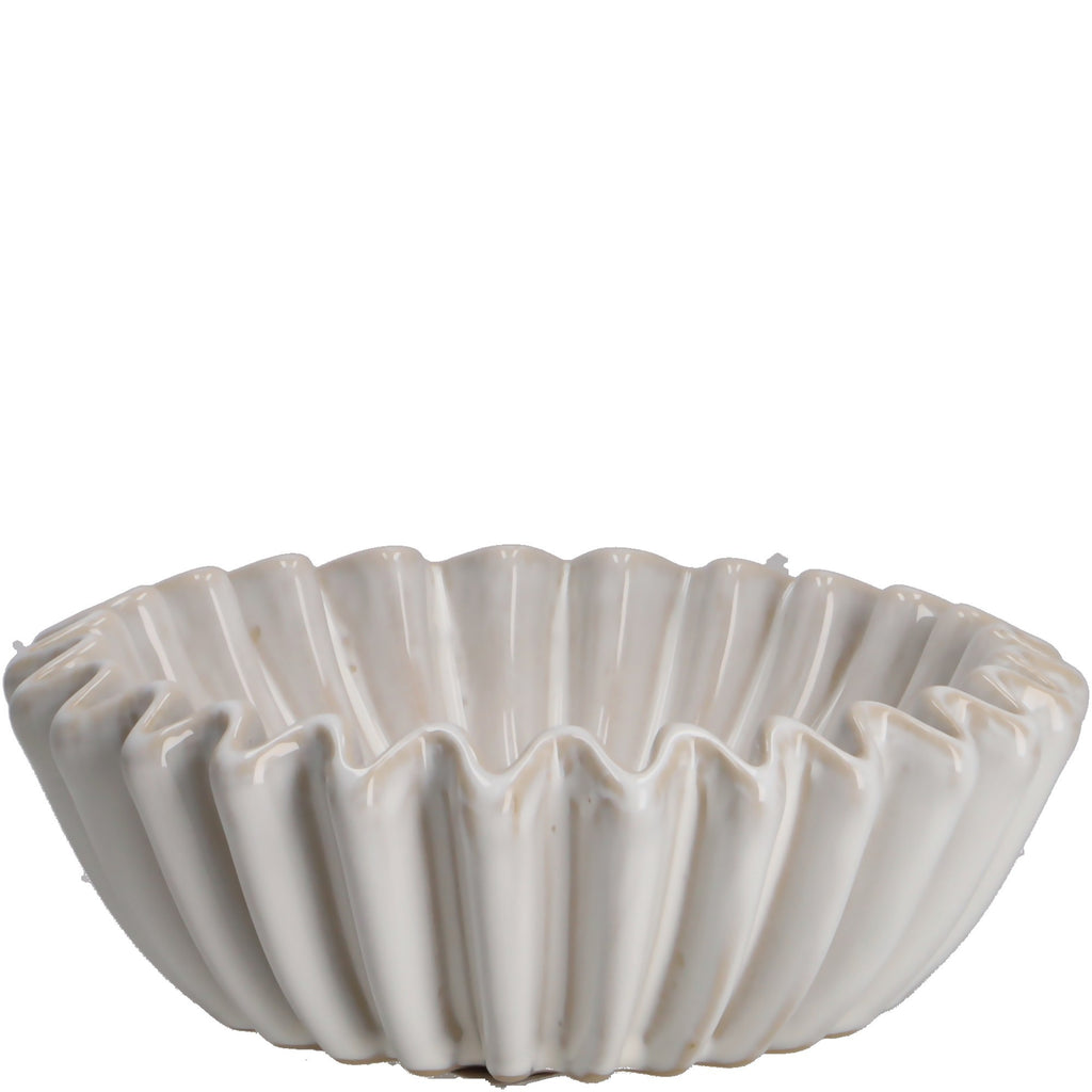 Dekoschale Nevan, Keramik, matt weiß - 20 cm