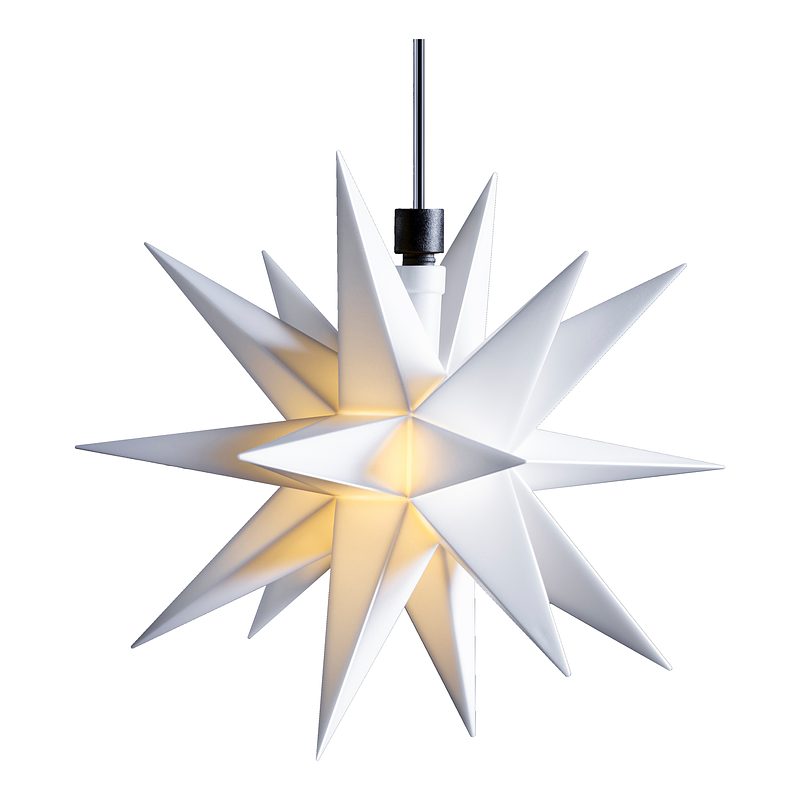 Outdoor LED Leuchtstern/ Mini-Kunststoffstern für aussen , weiß  Ø 12cm mit Batteriefach und Timer