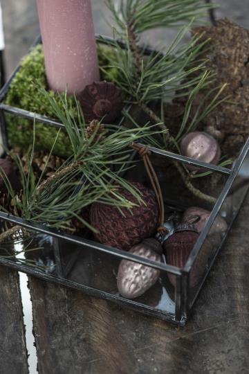 Rustikale Kerze/ Stumpenkerze, malva -  D:3,8 H:25 cm