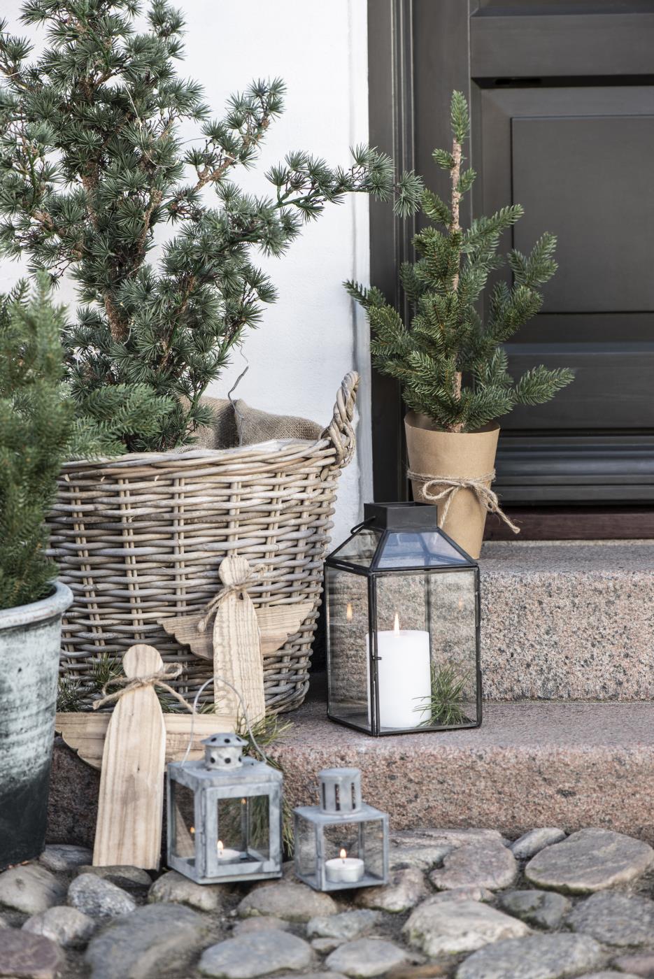 Laterne Norr mit schrägem Glastop, schwarz - H 25 cm