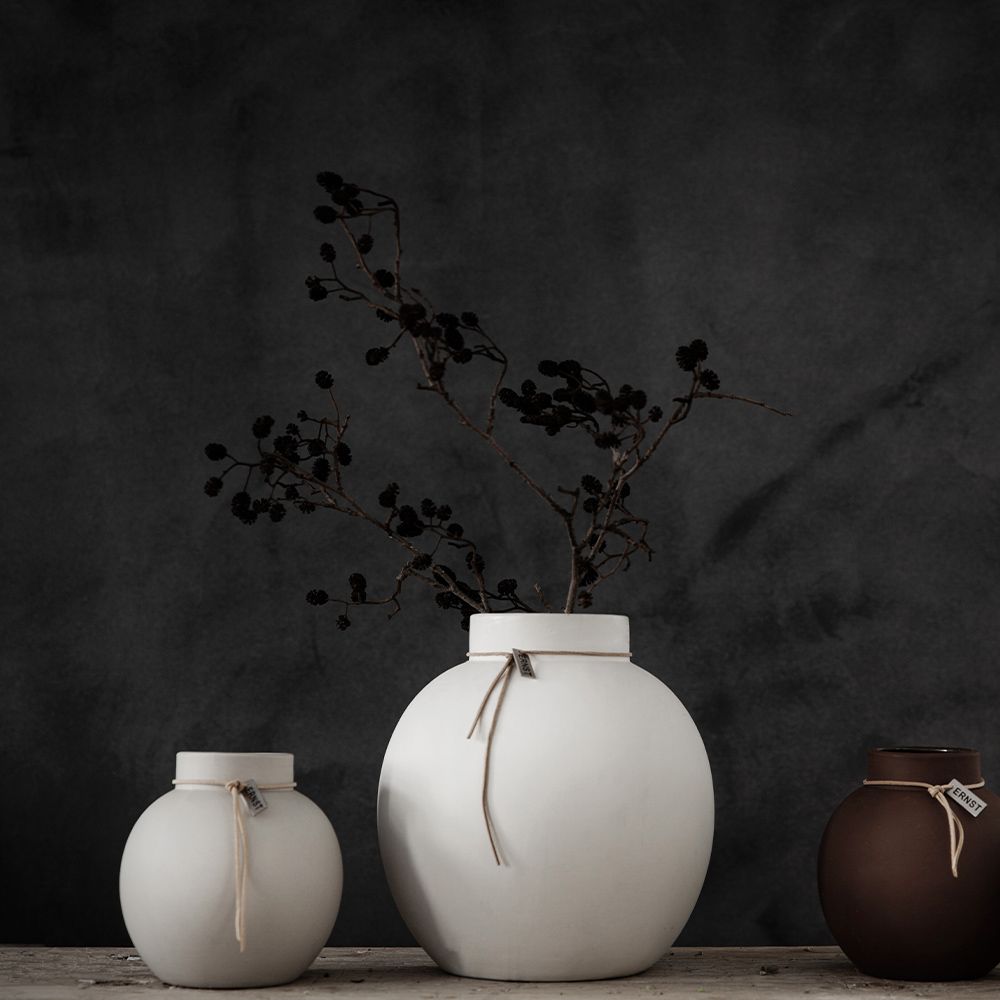 ERNST runde Vase aus Keramik, weiß - 14 cm
