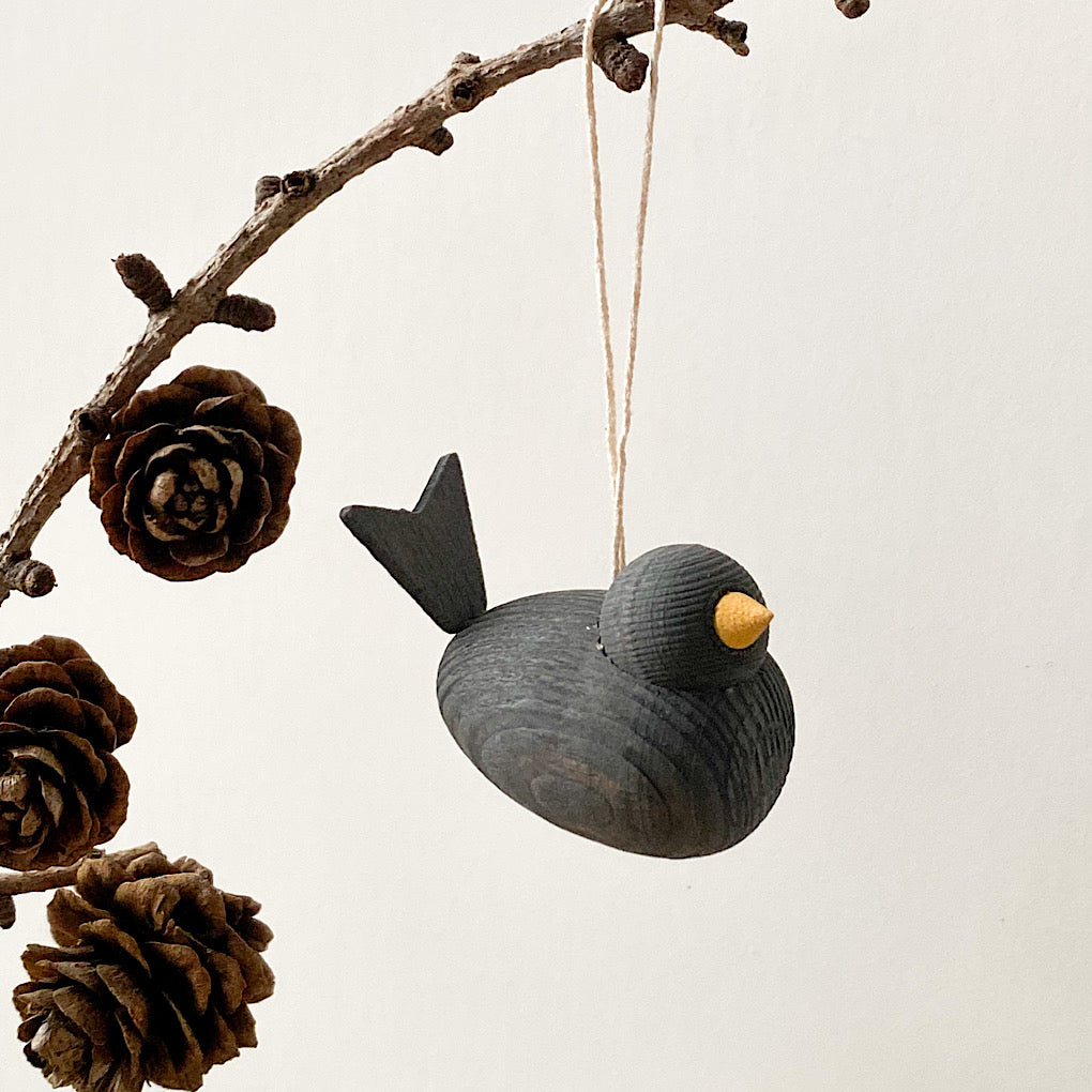 Holzvogel zum aufängen, klein - grau