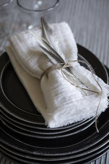 Stoffserviette doppelt gewebt - weiß