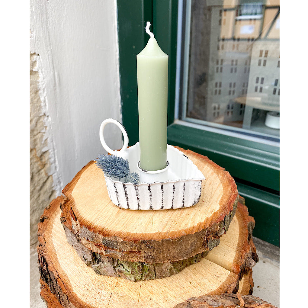 Kerzenhalter Herz weiß für Stabkerze